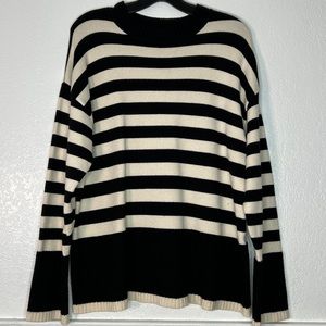 Zara Striped Black and Cream Sweater